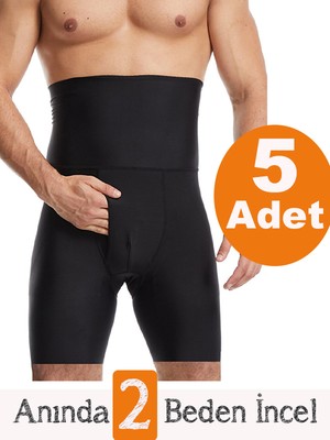Secret Moda 5 Adet Erkek Dikişsiz Yüksek Bel Göbek Toparlayıcı Sıkılaştırıcı Inceltici Boxer Korse