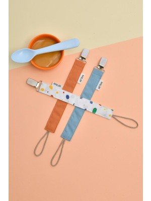 e&f Store Desenli Somon Petrol Mavisi 3'lü Emzik Askısı Seti - %100 Pamuk Kumaş