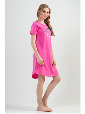 The My Butik Kadın Pamuklu O Yaka Kısa Kol Etegı Oval Tunık