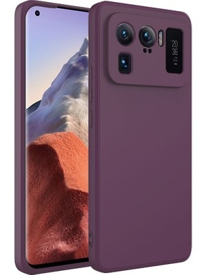 Caseart Xiaomi Mi 11 Ultra ile Uyumlu Kapak Kamera Korumalı Içi Kadife Lansman Silikon Kılıf - Mürdüm