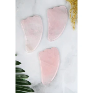 Pembe Kuvars Kaz Ayağı Model Gua Sha Yüz Masaj Taşı