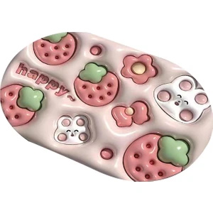 Duş Paspasları Su Emici Su Geçirmez Ergonomik Banyo Paspası Ev Lavabo Kapıları Çilek Tavşan (Yurt Dışından)