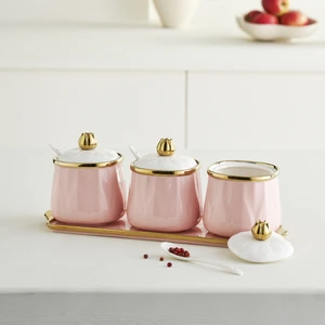 Lale Pudra 3'lü Kaşık Hediyeli Tepsili Baharat Takımı 380 ml