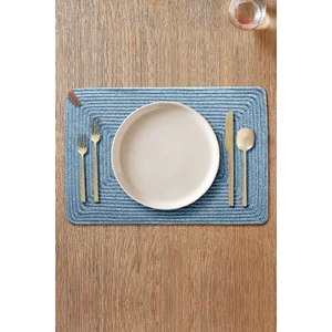 Cesta El Yapımı Örgü Turkuaz Dikdörtgen Amerikan Servis 32x45 4003