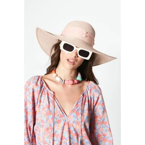 Hasır Plaj Şapkası Y23730-21 Pudra