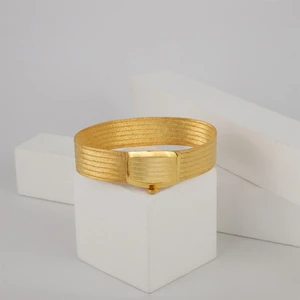 Best My Silver Kadın Gümüş Trabzon Hasır 7 Sıra Altın Kaplama Bileklik 5333