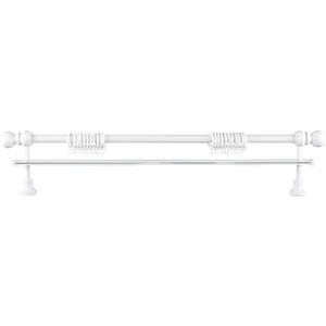 Demonte Top Başlıklı Beyaz Ahşap Rustik Perde Askısı - Tek Raylı