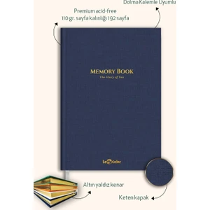 Le Color Memory Book Keten Hatıra Defteri Altın Kenarlı Anı Albümü Lacivert