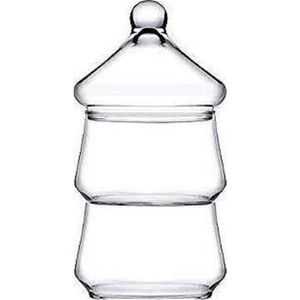 96816 Villa Patisserie 2 Katlı Cam Kurabiyelik 13,5 x 25 cm