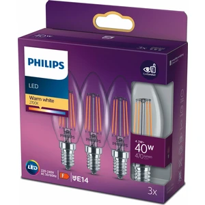 PHILIPS FILAMENT 40W E14 İNCE DUYLU MUM AMPUL SARI IŞIK 3LÜ