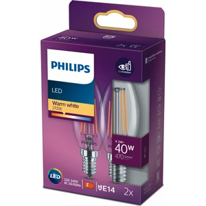 PHILIPS FILAMENT 40W E14 İNCE DUYLU MUM AMPUL SARI IŞIK 2Lİ