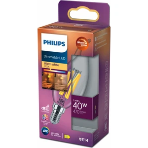 PHILIPS FILAMENT 40W E14 İNCE DUYLU DİMLENEBİLİR MUM AMPUL SARI IŞIK
