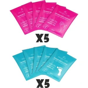 Argan Cure Manikür Kremli Bakım Eldiveni X5 Pedikür Kremli Bakım Çorabı X5 (10'Lu  Paketi)