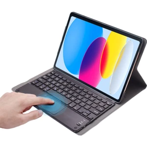 Samsung Galaxy Tab S7 Plus T970 T976 Tablet Bluetooth Klavye + Touchpad Standlı Kılıf - Bkk2