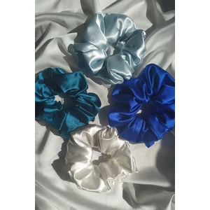 Kadın Lastikli Simit Saten Scrunchie Saç Toka Seti