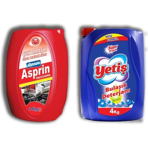 Renax Asprin 4 kg + Yetiş Sıvı Bulaşık Deterjanı 4 kg Limon