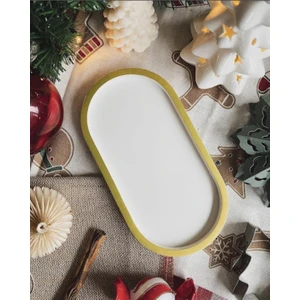 Orange Atelier Orange  Ier Dekoratif Oval Beton Yılbaşı Tabak Takı Tabağı Mum Tabağı Organizer Yeni Yıl New