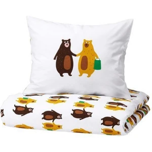 Çocuk Nevresim Takımı Tek Kişilik 150X200/50X60 cm Beyaz-Ayıcık Desenli Renkli Nevres