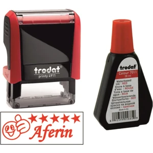 Trodat Aferin Öğretmen Kaşesi - Kaşe+Kaşe Lastiği+Kırmızı Kaşe Mürekkebi TR-4911-AFERIN