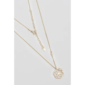 So CHIC Yaşam Çiçeği 18 Ayar Sarı Altın Kaplama 47 cm Gümüş Şans Kolye