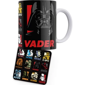 Star Wars Serisi Vader Baskılı Porselen Kupa + Ahşap Bardak Altlığı