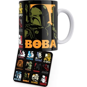 Star Wars Serisi Boba Baskılı Porselen Kupa + Ahşap Bardak Altlığı