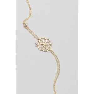 So CHIC Yaşam Çiçeği 18 Ayar Sarı Altın Kaplama 19 cm Gümüş Şans Bileklik