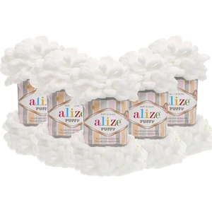 Puffy El Örgü Ipliği 5'li Paket - 55 Beyaz - 100 Gr. 9 Mt. Parmak Örgü Ipi