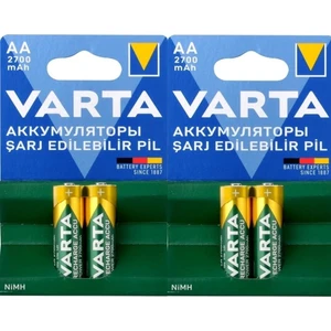 EC Shop Derwell Varta 2700 Mah Aa Şarjlı Pil (4 Adet) Accu Kalem Pil Aa 2700 Mah 4'lü