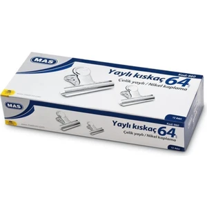 Mas Beyaz 960 Metal Yaylı Kıskaç 64 mm 1 Paket 12 Adet