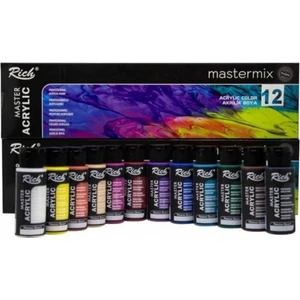 Master Mix Akrilik Boya Seti 12 Li 60CC Renkli Profesyonel Boyalar Türkiye Menşeli