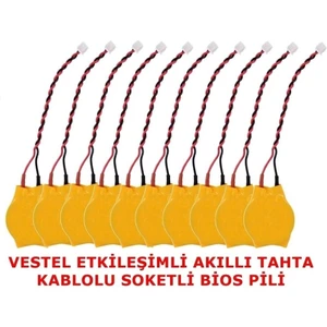 Vestel Etkileşimli Faz 1-2 Akıllı Tahta CR2032 Kablolu Soketli Bios Pili 10'lu