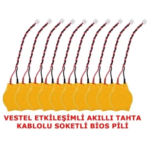Vestel Faz 1-2 Akıllı Tahta CR2032 Kablolu Soketli Bios Pili 10'lu
