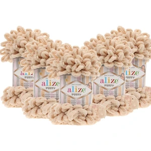 Puffy El Örgü Ipliği 5'li Paket - 310 Bal Köpüğü - 100 Gr. 9 Mt. Parmak Örgü Ipi