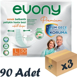 Premium Esnek Belbantlı Yetişkin Hasta Bezi Large 30’Lu 3 Paket 90 Adet