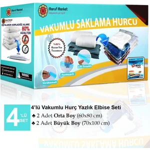 Marufmarket Vakumlu Saklama Poşet Seti 4'lü (Elbiseler Için Uygundur)