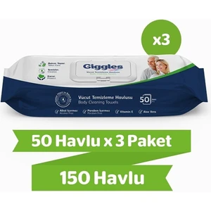 Vücut Temizleme Havlusu 50'li 3 Paket 150 Adet Havlu