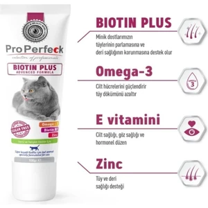 Pro Perfeck Biotin Plus Paste Kediler Için Tüy Sağlığı Tüy Dökümü Engeleyici Vitamin 100 gr Properfeck