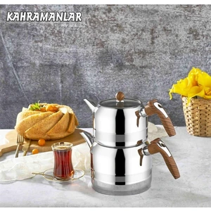 EKS Ticaret Kahramanlar 1050-A Yağmur Ahşap Çaydanlık Orta Boy