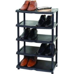 Erdem Plastik Siyah 5 Katlı Ayakkabılık Büyük Plastik Ayakkabılık