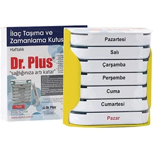 Dr. Plus Haftalık İlaç Saklama Kutusu - Şeffaf Kapaklı, Kompakt ve Taşınabilir, 7 Günlük Bölmeli Düzenleyici