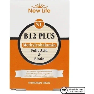New Life Newlife B12 Plus - 60 Dilaltı Tablet - B12 Vitamini, Folik Asit SKT:12.2022