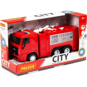 City-2 Sürtmeli Itfaiye Aracı Işıklı ve Sesli Kırmızı Kabin - Kutuda