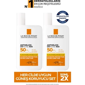 La Roche-Posay La Roche Posay Anthelios Uvmune Fluide Her Cilde Uygun Yüksek Korumalı Yüz Güneş Kremi Set 50 Mlx2