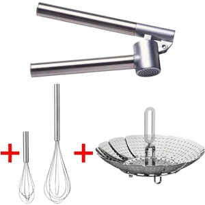 3'lü Set Sarımsak Ezici - Buharda Pişirici - Çırpıcı