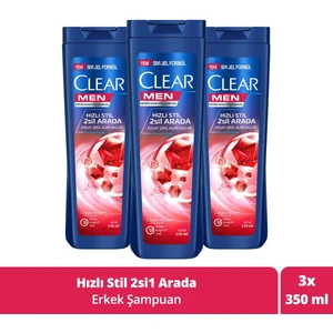 Men Kepeğe Karşı Etkili Şampuan Hızlı Stil 2'si 1 Arada Kolay Şekil Alan Saçlar 350 ml X3 Adet