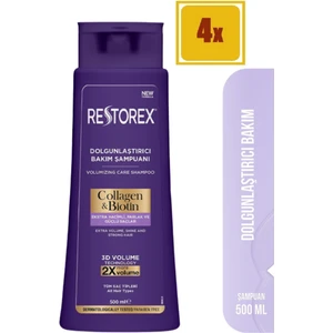 Collagen&biotin Dolgunlaştırıcı Şampuan 500 ml 4 Adet Restorex Collagen 500 ml