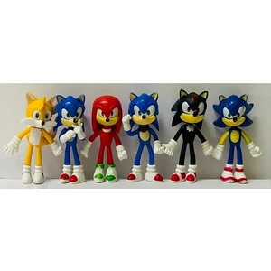 Rugala AVM Rugalaavm Sonic Kirpi Sonic Oyuncak Tails-Knuckles-Super 6'lı Figür Oyuncak Seti -Rgl