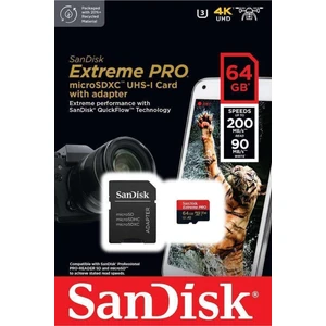 Extreme Pro 64GB 200/90MB/S Microsdxc Uhs-I Adaptörlü Hafıza Kartı SDSQXCU-064G-GN6MA