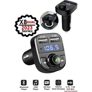 Cadde Outlet Pro X8 Araç Fm Transmitter 5.0 Bluetooth Araç Kiti USB Mp3 Sd Kart Çakmaklık Girişli Araba Uyumlu